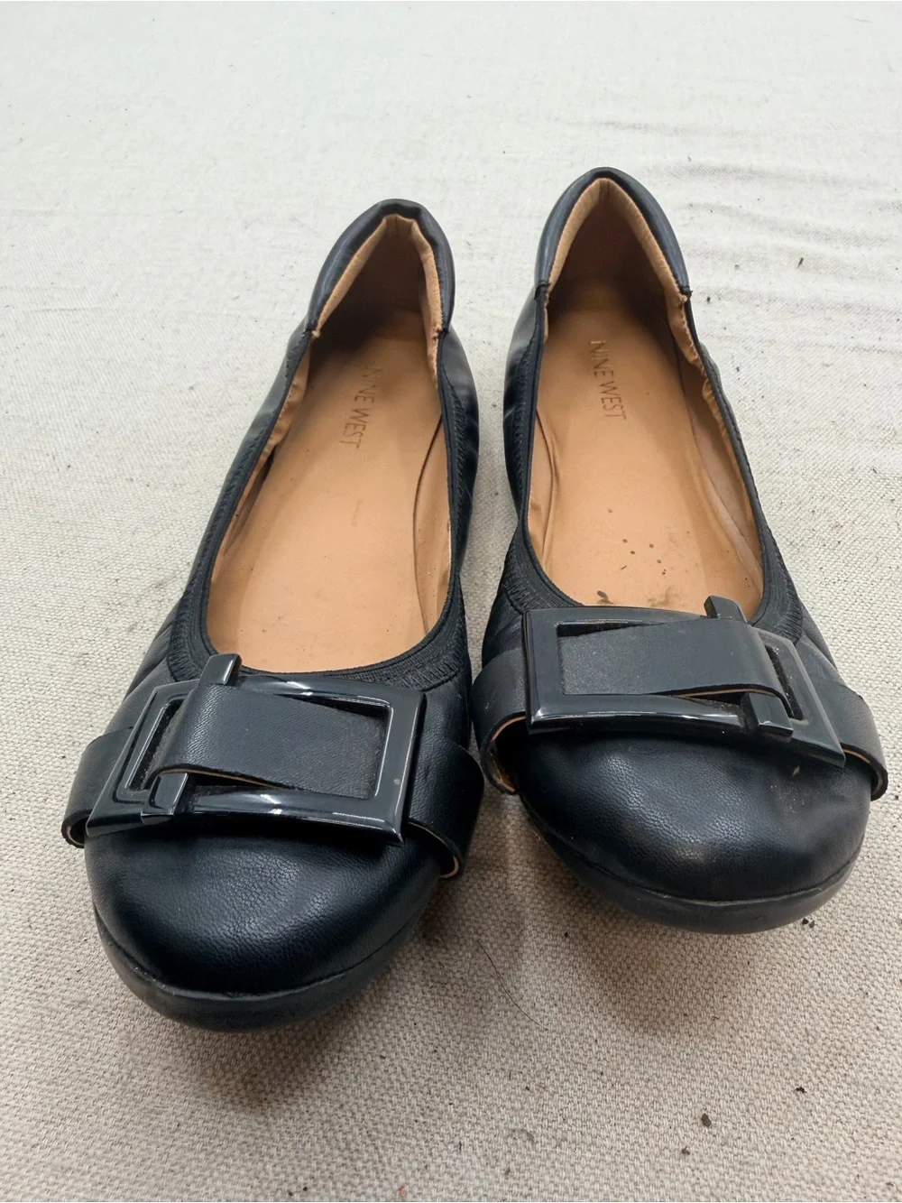 Nine West Black Buckle Ballet Flats